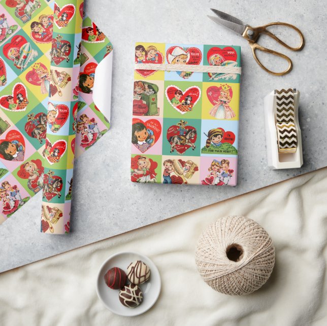 Papel De Presente Valentine Patchwork Vintage (Artesanato)