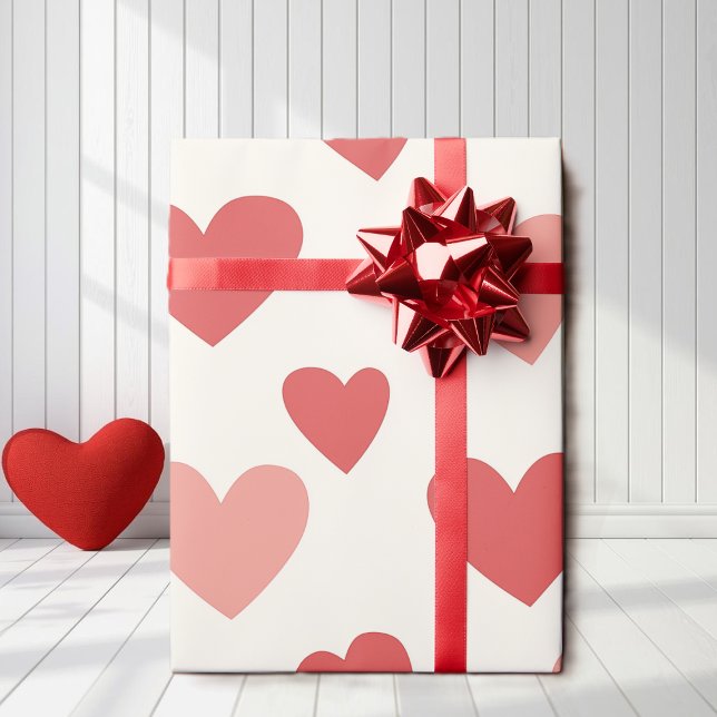 Papel De Presente Valentine Red Heart Pattern Wrapping Paper (Criador carregado)