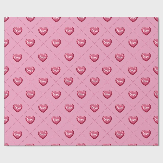 Papel De Presente Valentine’s Day Love Hearts. Sweet and Glossy Hea (Aberto)