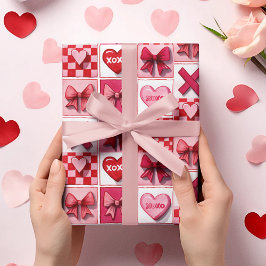 Papel De Presente Valentine’s Day Wrapping Paper Pink & Red Elements