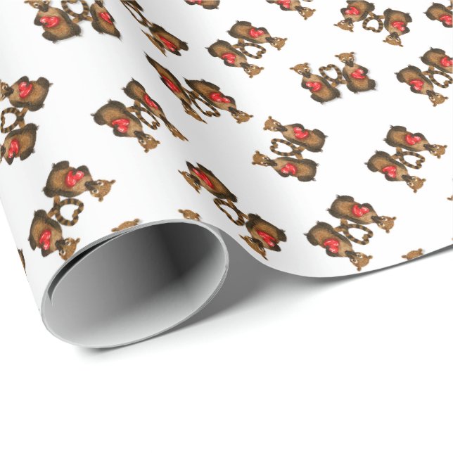 Papel De Presente Valentine's Coati Pairs (Ponta do rolo)
