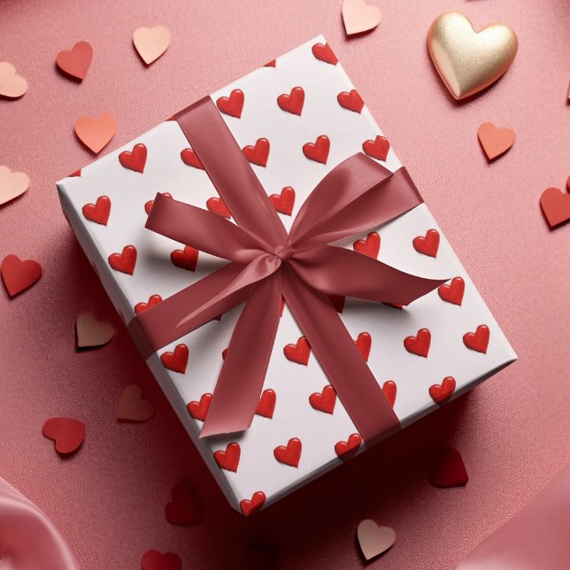 Papel De Presente Valentine's Day Hearts Pattern Wrapping Paper (Criador carregado)