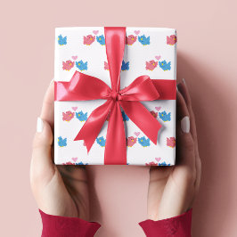 Papel De Presente Valentine's Day Love Birds Pattern Wrapping Paper