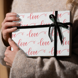 Papel De Presente Valentine's Day Modern Love Heart Script Pattern