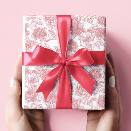 Papel De Presente Valentine's Day Pink Elegant Roses Wrapping Paper 