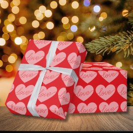Papel De Presente Valentines' Day Red and pink Heart Love Pattern