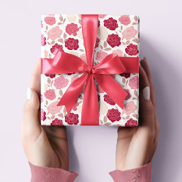 Papel De Presente Valentine's Pink & Red Roses Wrapping Paper 