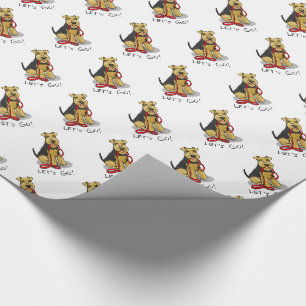 Papel De Presente Vamos Engraçado Vai! Welsh Terrier Dog com Leash