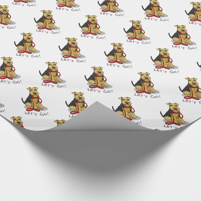 Papel De Presente Vamos Engraçado! Welsh Terrier Dog com Leash (Ponta)