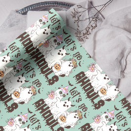 Papel De Presente Vamos Ghouls Engraçado Boho Halloween Fantasmas