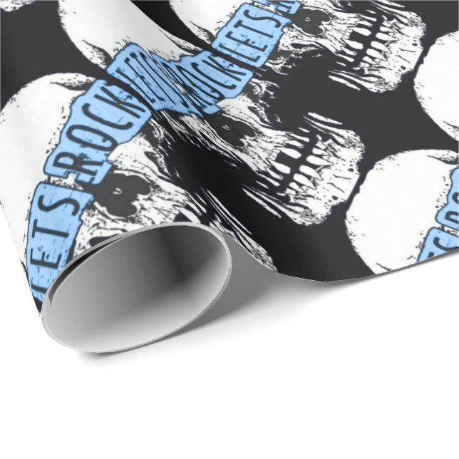 Papel De Presente Vamos Rock Skull (Ponta do rolo)