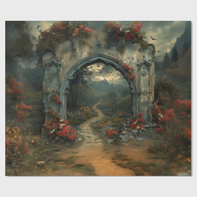 Papel De Presente Vampirecore Dracula's Castle Halloween | Gótica (Aberto)