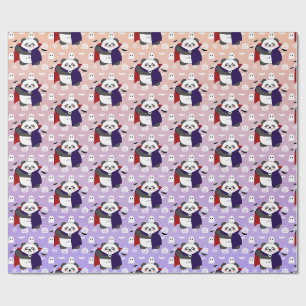 Papel De Presente Vampiro do Bebê Cute do Halloween Panda Dracula