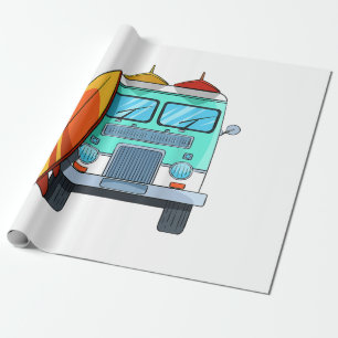 Papel De Presente Van de Surf Pranchas de Surf Palmeiras Surfando Su