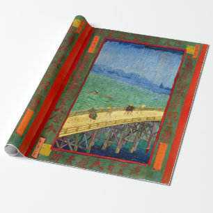 Papel De Presente Van Gogh A Ponte na Chuva segundo Hiroshige