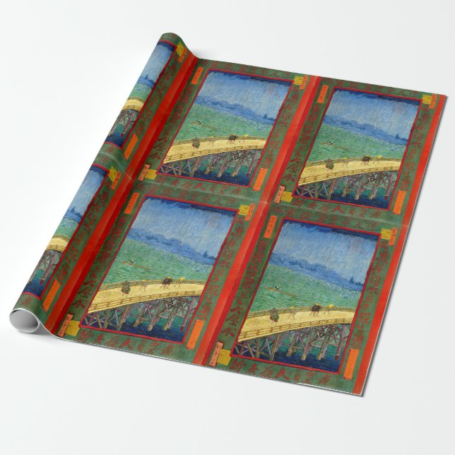 Papel De Presente Van Gogh A Ponte na Chuva segundo Hiroshige (Desenrolado)