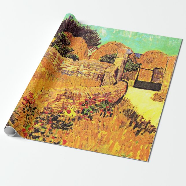 Papel De Presente Van Gogh - Farmhouse in Provence (Desenrolado)