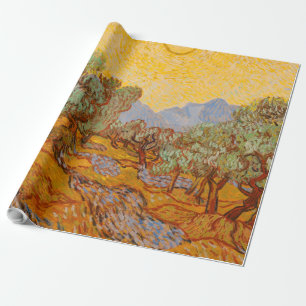 Papel De Presente Van Gogh Olive Trees Yellow Sun Sky
