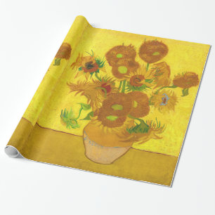 Papel De Presente Van Gogh Quinze Girassóis Em Uma Arte Bela Vaso