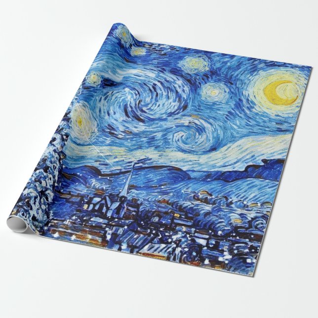 Papel De Presente Van Gogh Starry Night - Árvore de Natal (Desenrolado)