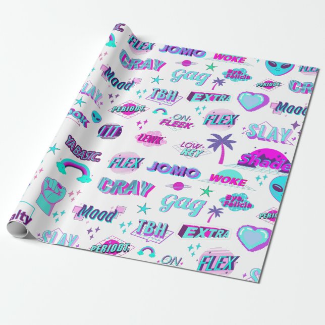 Papel De Presente Vaporwave TikTok Trending Gift Wraps Paper (Desenrolado)