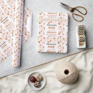 Papel De Presente Vaqueira Coquete Ocidental Aniversário de 1 ano Ro
