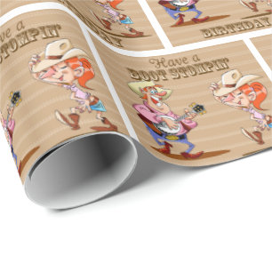 Papel De Presente Vaqueira ocidental do vaqueiro do aniversário de