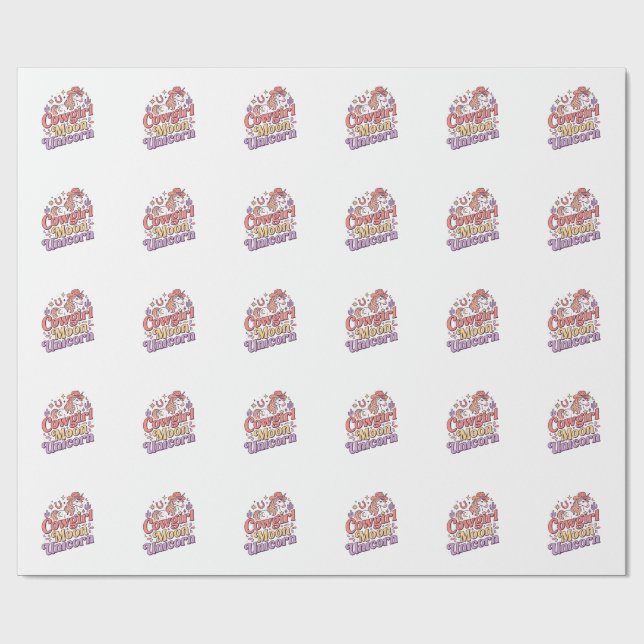 Papel De Presente Vaqueira Unicórnio Lua Unicórnio Merch Caprichoso  (Aberto)