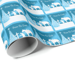 Papel De Presente Vaqueiro de Natal Ocidental Rezando Paz na Terra S