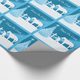 Papel De Presente Vaqueiro De Natal Ocidental Rezando Pela Paz Na Te