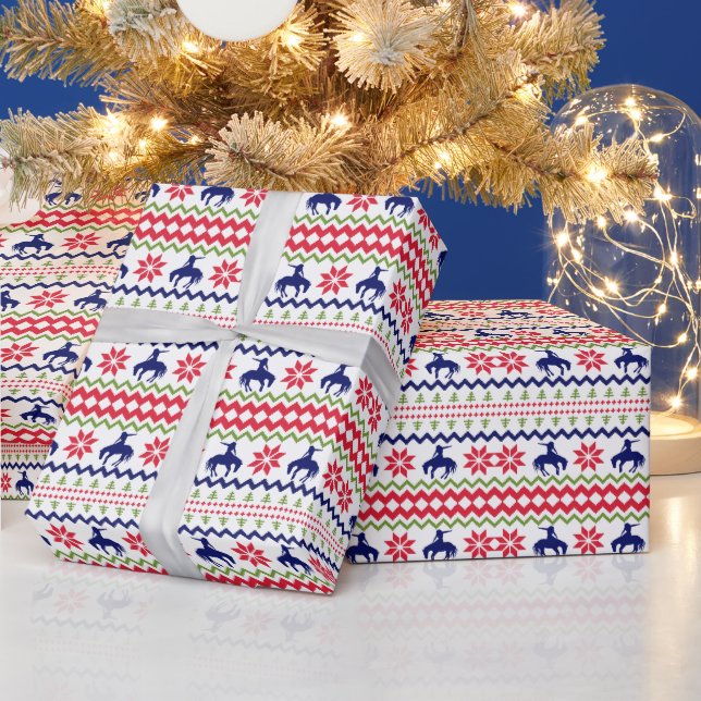 Papel De Presente Vaqueiro de Rodeio no Estilo Nórdico Natal (Feriados)