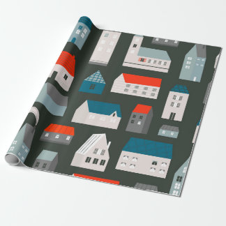 Papel De Presente Várias pequenas casas. Estilo de corte de papel. P