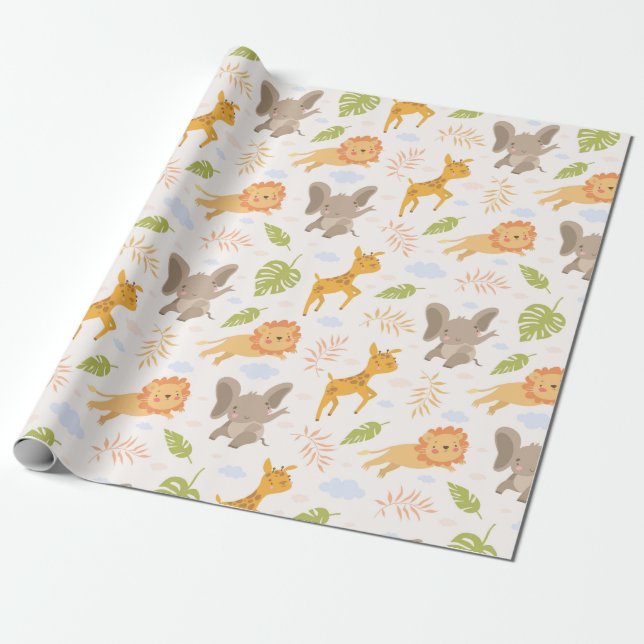 Papel De Presente Vários Animais Decorativos (Desenrolado)