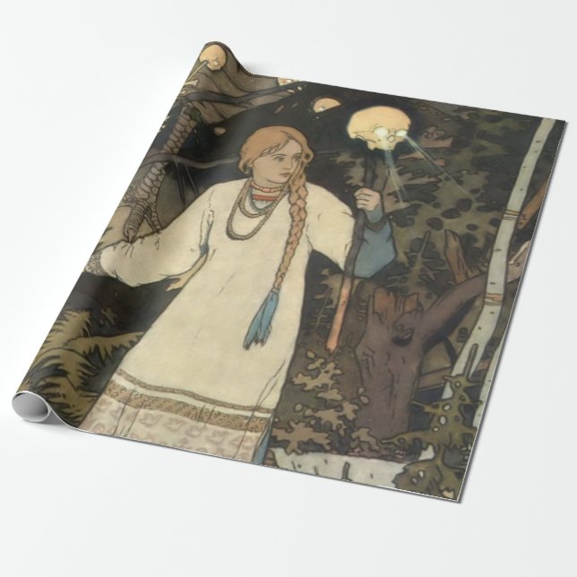 Papel De Presente Vasilisa a Bela na Cabeça de Baba Yaga - I (Desenrolado)