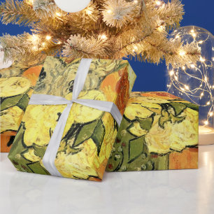 Papel De Presente Vaso Japonês, Rosas, Anêmonas por Vincent van Gogh