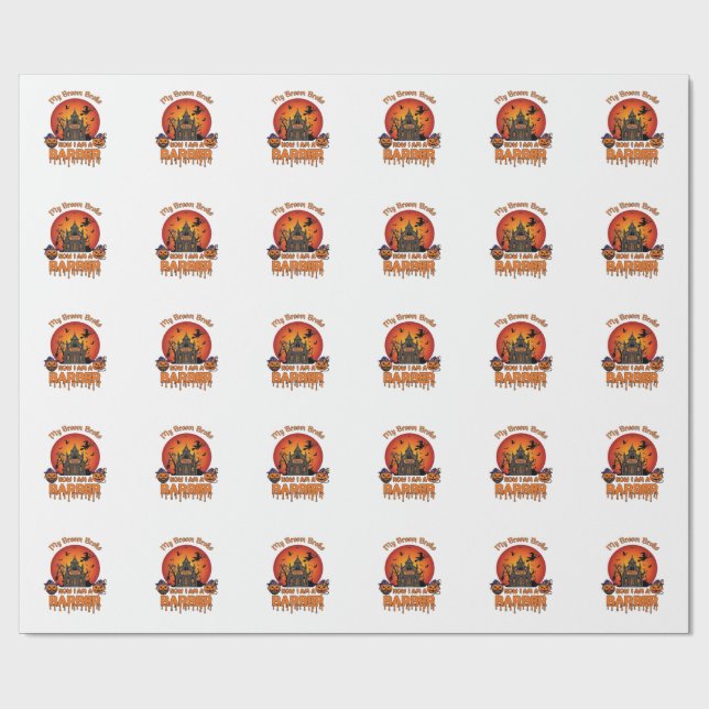 Papel De Presente Vassoura De Barbeiro Quebrou Abóbora De Halloween  (Aberto)