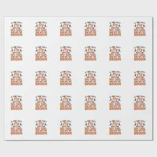Papel De Presente Vassoura de Bruxa Engraçada Camisa de Halloween pa
