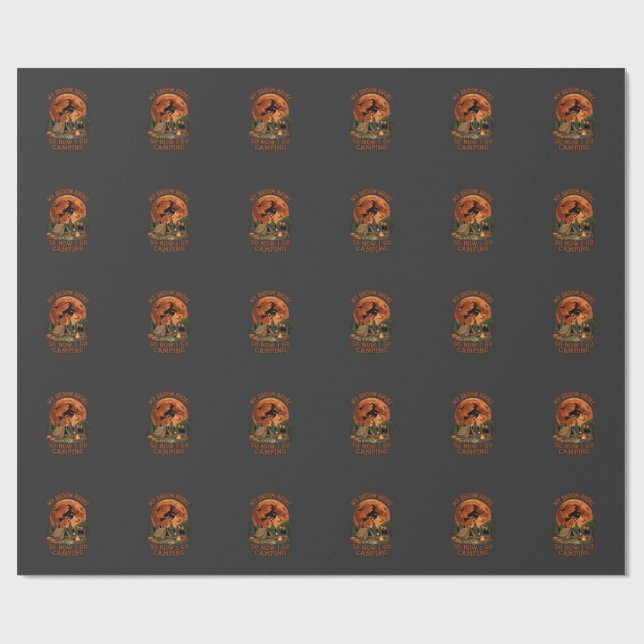 Papel De Presente Vassoura Quebrou Halloween Bruxa Camping Tenda Fog (Aberto)