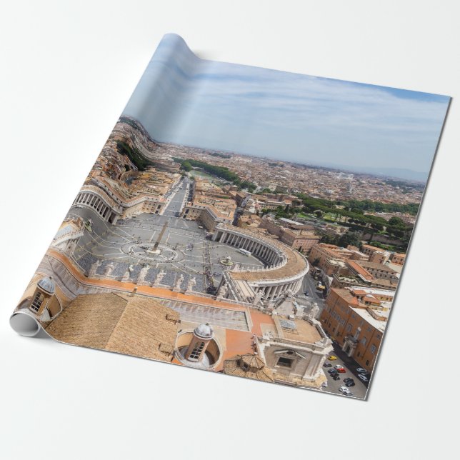 Papel De Presente Vaticano, Itália: Vista aérea da Praça de São Pedr (Desenrolado)
