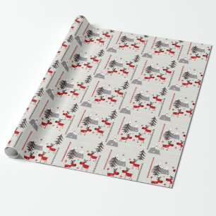 Papel De Presente Veado de Natal na floresta