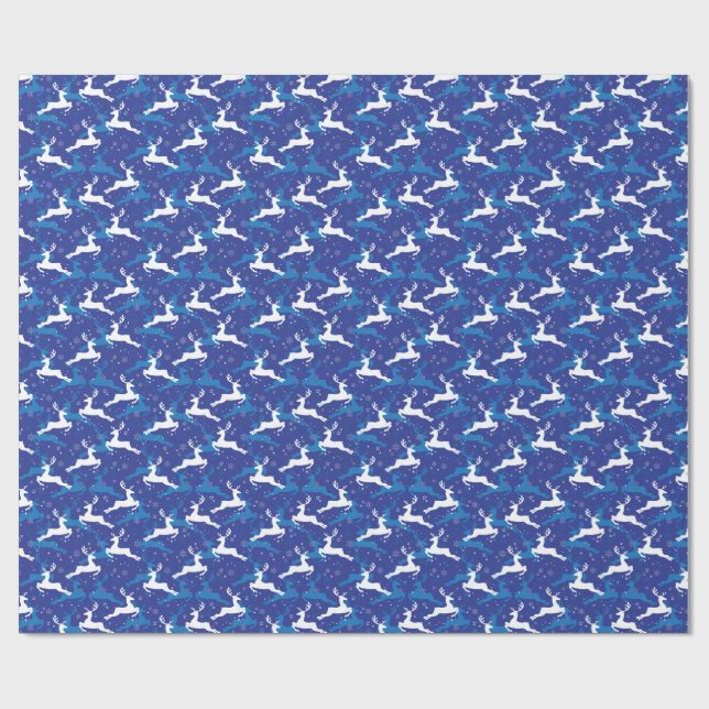 Papel De Presente Veado de Salto Branco e Azul (Aberto)