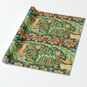 Papel De Presente Veado e Coelho de Natal Vitoriano - Walter Crane