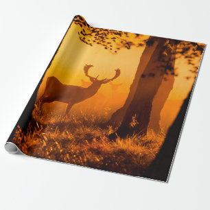 Papel De Presente Veado em uma floresta dinamarquesa, outono, bonito