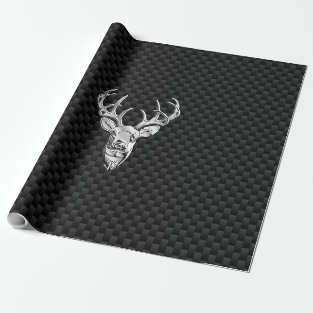 Papel De Presente Veado selvagem de prata no decor de estilo de fibr (Desenrolado)