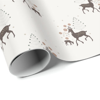 Papel De Presente Veados da floresta de inverno nórdica