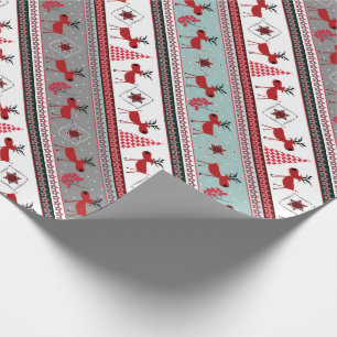 Papel De Presente Veados de Natal, árvores de Natal, flocos de neve