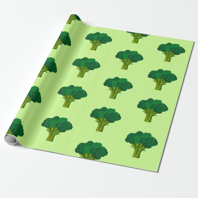 Papel De Presente Vegetal de Brócolis Verde Comida Saudável Veggie (Desenrolado)
