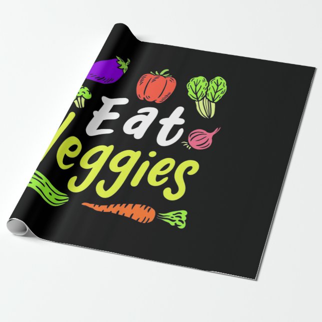 Papel De Presente Vegetariana coma vegetais (Desenrolado)
