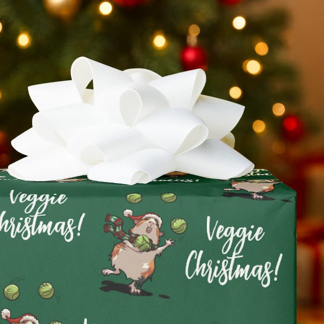 Papel De Presente Veggie Christmas! Cute Guinea Pig Juggling Sprouts (Criador carregado)