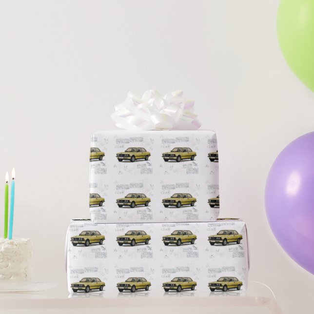 Papel De Presente Veículo Automóvel Vintage BMW (Presentes para festas)